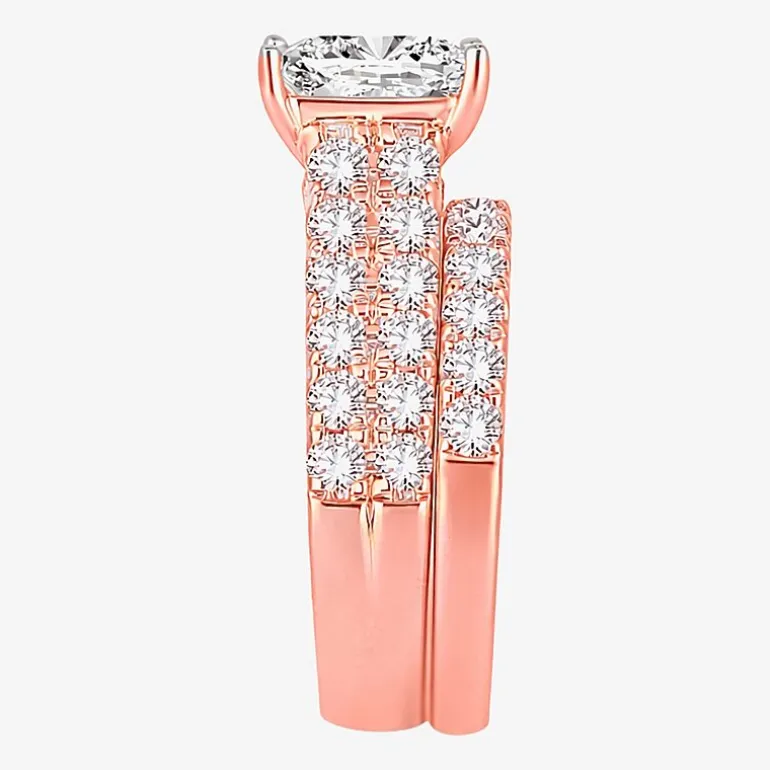 (H-I / SI1-SI2) Signature By Modern Bride Womens 5 CT. T.W. Lab Grown White Diamond in 14K Gold Princess Bridal Set