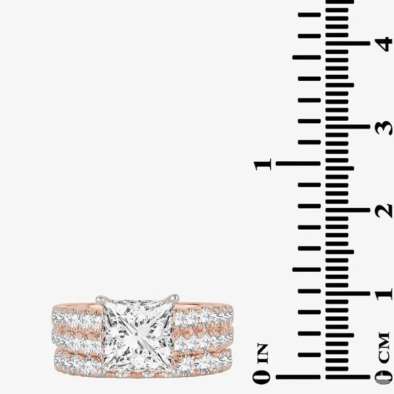 (H-I / SI1-SI2) Signature By Modern Bride Womens 5 CT. T.W. Lab Grown White Diamond in 14K Gold Princess Bridal Set