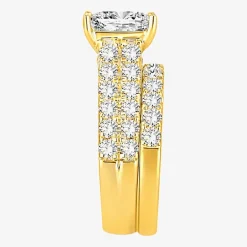 (H-I / SI1-SI2) Signature By Modern Bride Womens 5 CT. T.W. Lab Grown White Diamond in 14K Gold Princess Bridal Set