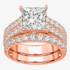 (H-I / SI1-SI2) Signature By Modern Bride Womens 5 CT. T.W. Lab Grown White Diamond in 14K Gold Princess Bridal Set