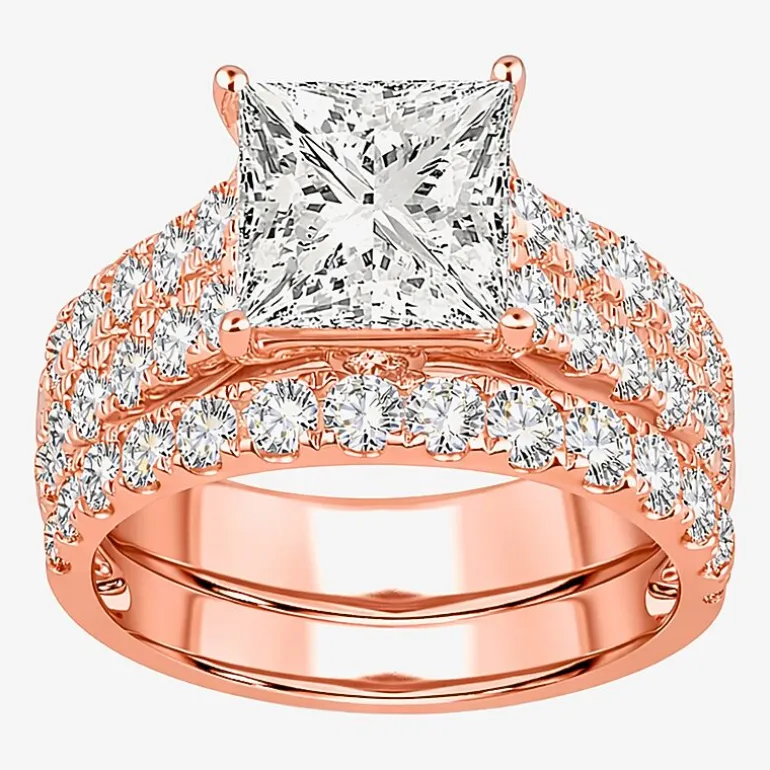 (H-I / SI1-SI2) Signature By Modern Bride Womens 5 CT. T.W. Lab Grown White Diamond in 14K Gold Princess Bridal Set