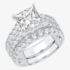 (H-I / SI1-SI2) Signature By Modern Bride Womens 5 CT. T.W. Lab Grown White Diamond in 14K Gold Princess Bridal Set