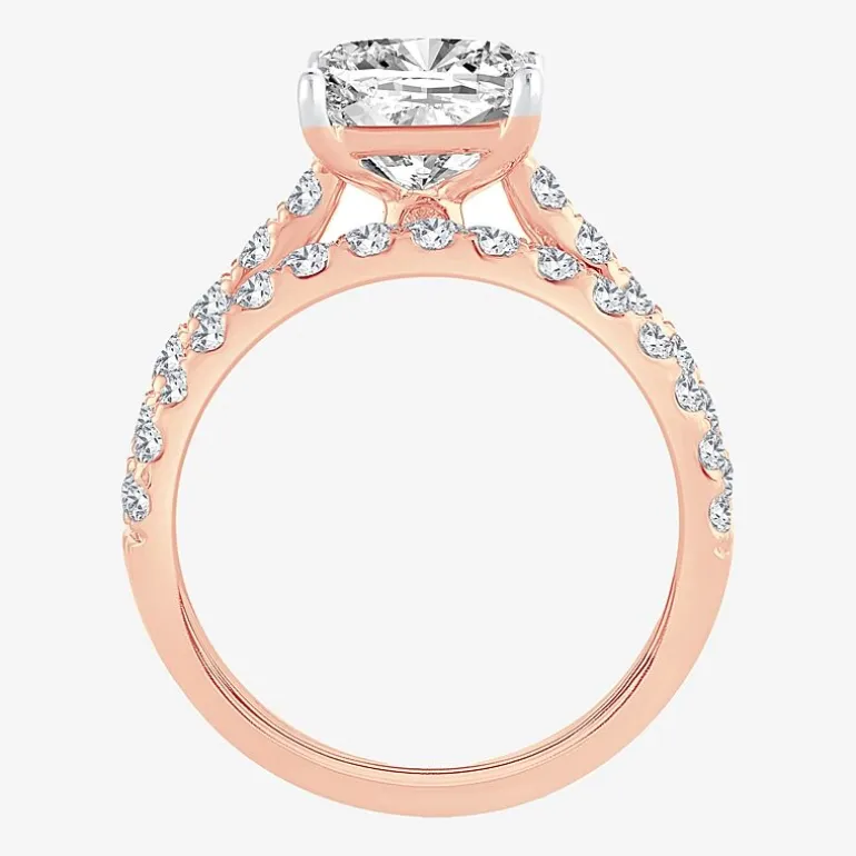 (H-I / SI1-SI2) Signature By Modern Bride Princess Cut Womens 3 CT. T.W. Lab Grown White Diamond 14K Gold Bridal Set