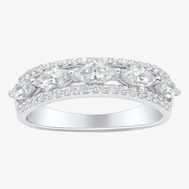 (H-I / Si1-Si2) Womens 1 CT. T.W. Lab Grown White Diamond 10K Gold Anniversary Band