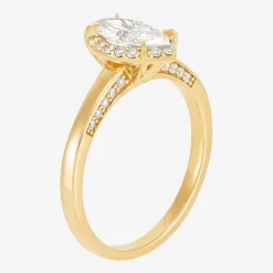 (H-I / Si1-Si2) Womens 1 CT. T.W. Lab Grown White Diamond 10K Gold Marquise Halo Engagement Ring