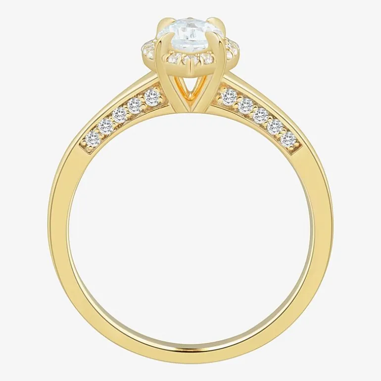 (H-I / Si1-Si2) Womens 1 CT. T.W. Lab Grown White Diamond 10K Gold Marquise Halo Engagement Ring