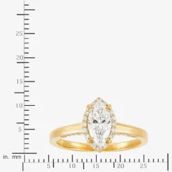 (H-I / Si1-Si2) Womens 1 CT. T.W. Lab Grown White Diamond 10K Gold Marquise Halo Engagement Ring
