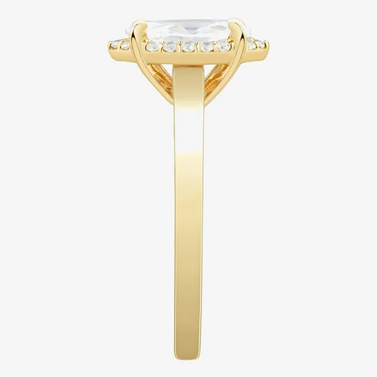 (H-I / Si1-Si2) Womens 1 CT. T.W. Lab Grown White Diamond 10K Gold Marquise Halo Engagement Ring