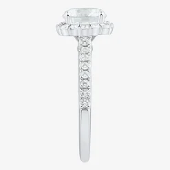 (H-I / Si1-Si2) Womens 2 CT. T.W. Lab Grown White Diamond 10K Gold Round Side Stone Halo Engagement Ring