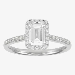 (H-I / Si1-Si2) Womens 1 CT. T.W. Lab Grown White Diamond 10K or 14K Gold Cushion Halo Bridal Set