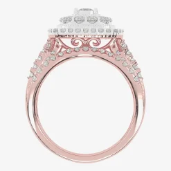 (H-I / Si1-Si2) Womens 1 CT. T.W. Lab Grown White Diamond 10K or 14K Gold Cushion Halo Bridal Set