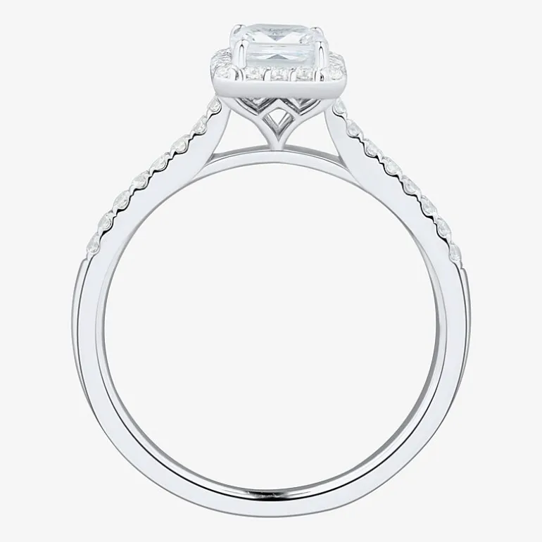 (H-I / Si1-Si2) Womens 1 1/4 CT. T.W. Lab Grown White Diamond 10K Gold Side Stone Halo Engagement Ring