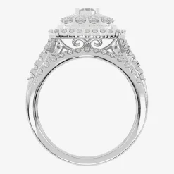 (H-I / Si1-Si2) Womens 1 CT. T.W. Lab Grown White Diamond 10K or 14K Gold Cushion Halo Bridal Set
