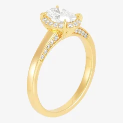 (H-I / Si1-Si2) Womens 1 CT. T.W. Lab Grown White Diamond 10K Gold Oval Halo Engagement Ring