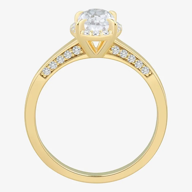 (H-I / Si1-Si2) Womens 1 CT. T.W. Lab Grown White Diamond 10K Gold Oval Halo Engagement Ring