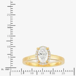(H-I / Si1-Si2) Womens 1 CT. T.W. Lab Grown White Diamond 10K Gold Oval Halo Engagement Ring