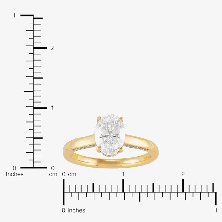 (H-I / Si1-Si2) Womens 1 3/4 CT. T.W. Lab Grown White Diamond 10K Gold Oval Solitaire Engagement Ring