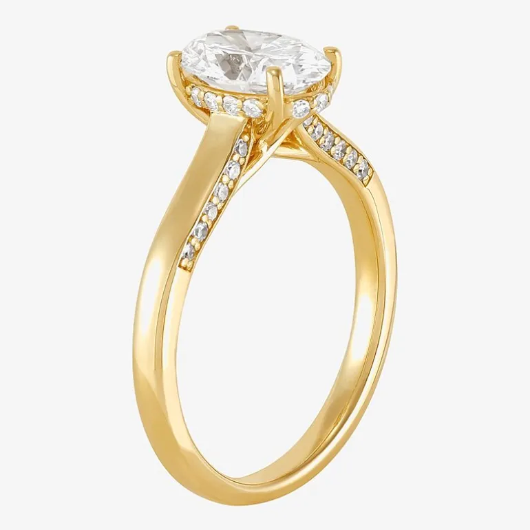 (H-I / Si1-Si2) Womens 1 3/4 CT. T.W. Lab Grown White Diamond 10K Gold Oval Solitaire Engagement Ring