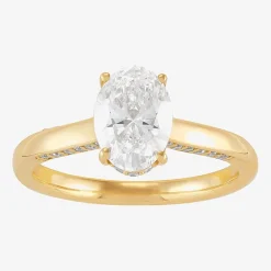 (H-I / Si1-Si2) Womens 1 3/4 CT. T.W. Lab Grown White Diamond 10K Gold Oval Solitaire Engagement Ring