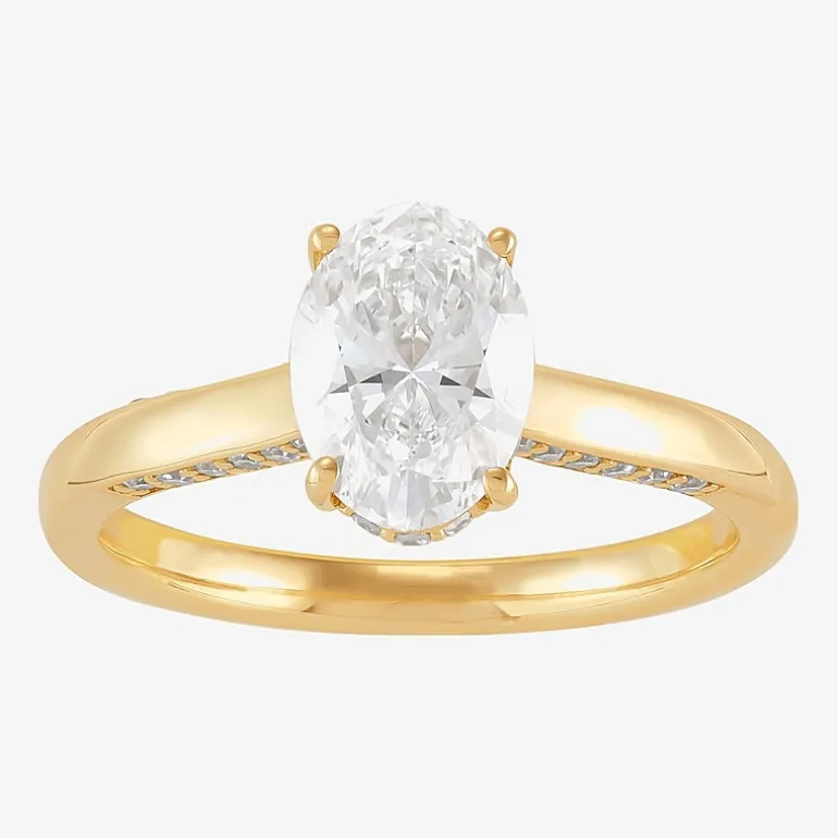 (H-I / Si1-Si2) Womens 1 3/4 CT. T.W. Lab Grown White Diamond 10K Gold Oval Solitaire Engagement Ring
