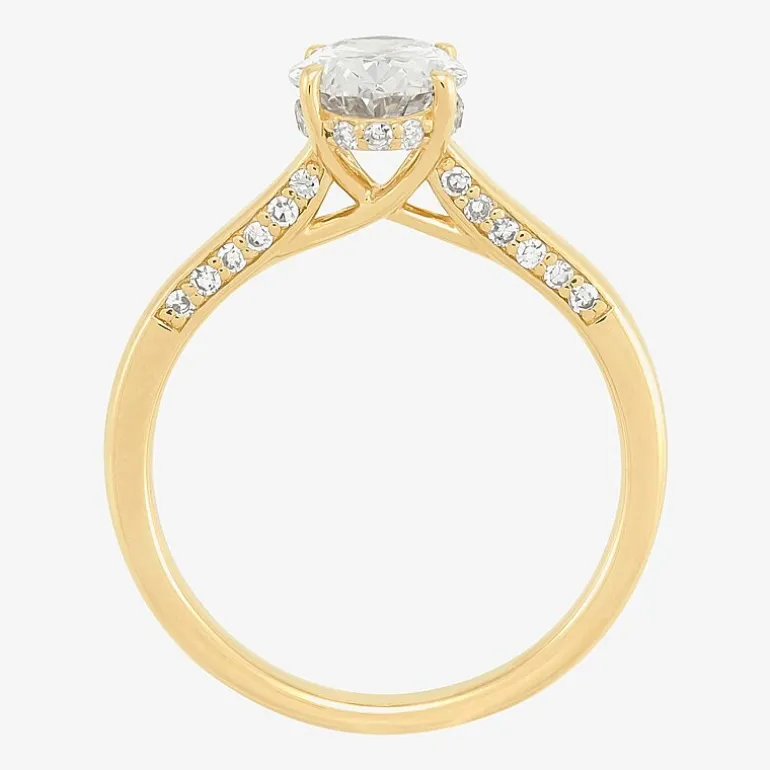 (H-I / Si1-Si2) Womens 1 3/4 CT. T.W. Lab Grown White Diamond 10K Gold Oval Solitaire Engagement Ring