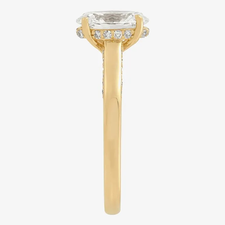 (H-I / Si1-Si2) Womens 1 3/4 CT. T.W. Lab Grown White Diamond 10K Gold Oval Solitaire Engagement Ring