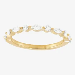 (H-I / Si1-Si2) Womens 1/2 CT. T.W. Lab Grown White Diamond 10K Gold Marquise Wedding Band