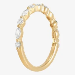 (H-I / Si1-Si2) Womens 1/2 CT. T.W. Lab Grown White Diamond 10K Gold Marquise Wedding Band