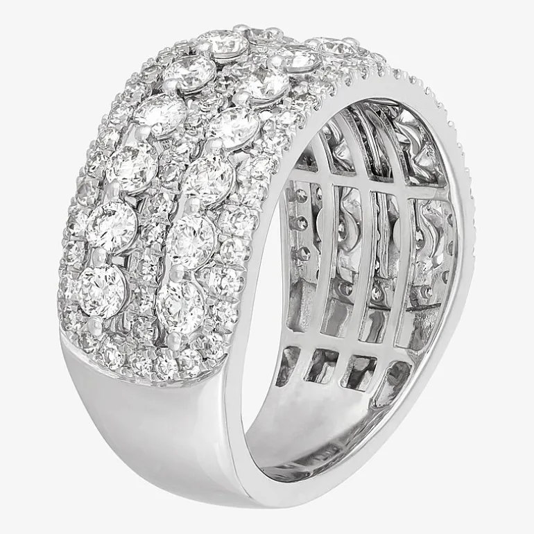 (H-I / Si1-Si2) Womens 5.5MM 2 CT. T.W. Lab Grown White Diamond 10K Gold Anniversary Band
