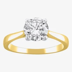 (H-I / Si2) Womens 1 1/2 CT. Lab Grown White Diamond 14K Gold Round Solitaire Engagement Ring