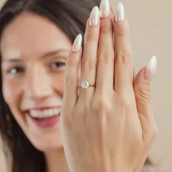 (H-I / Si2) Womens 1 1/2 CT. Lab Grown White Diamond 14K Gold Round Solitaire Engagement Ring