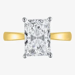 (H-I / SI2) Womens 3 CT. Lab-Grown White Diamond 14K Gold Radiant-Cut Solitaire Engagement Ring