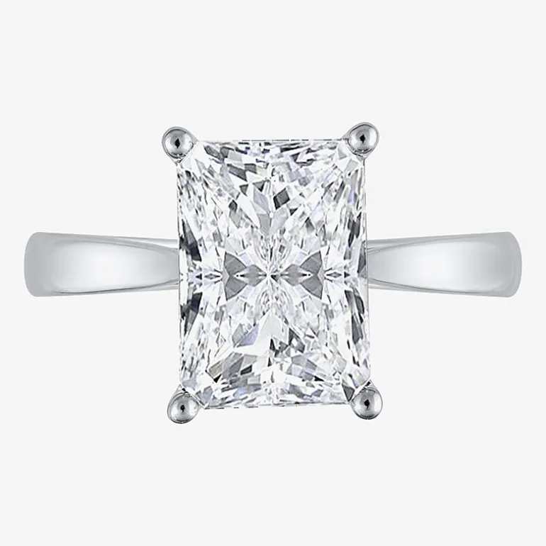(H-I / SI2) Womens 3 CT. Lab-Grown White Diamond 14K Gold Radiant-Cut Solitaire Engagement Ring