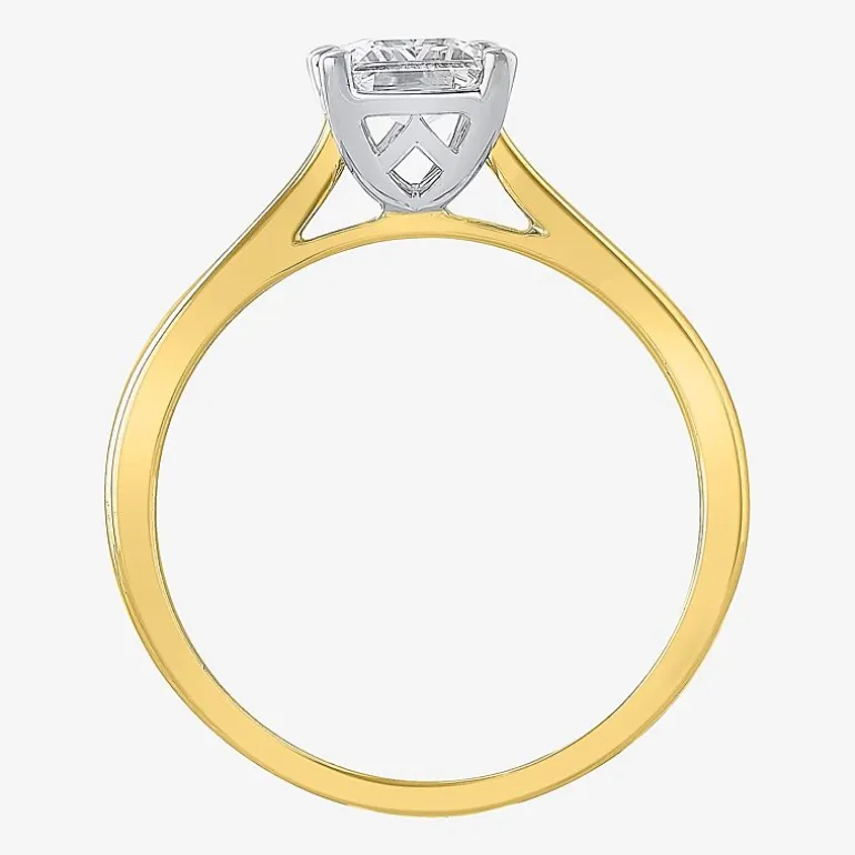 (H-I / SI2) Womens 1 1/2 CT. Lab-Grown White Diamond in 14K Gold Emerald Solitaire Engagement Ring