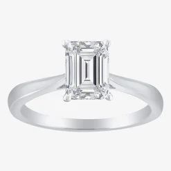 (H-I / SI2) Womens 1 1/2 CT. Lab-Grown White Diamond in 14K Gold Emerald Solitaire Engagement Ring