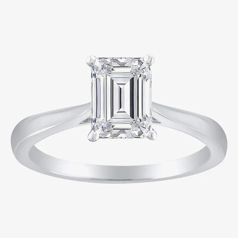 (H-I / SI2) Womens 1 1/2 CT. Lab-Grown White Diamond in 14K Gold Emerald Solitaire Engagement Ring