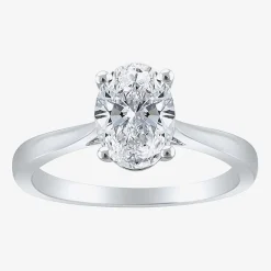 (H-I / SI2) Womens 1 1/2 CT. Lab-Grown White Diamond in 14K Gold Oval Solitaire Engagement Ring