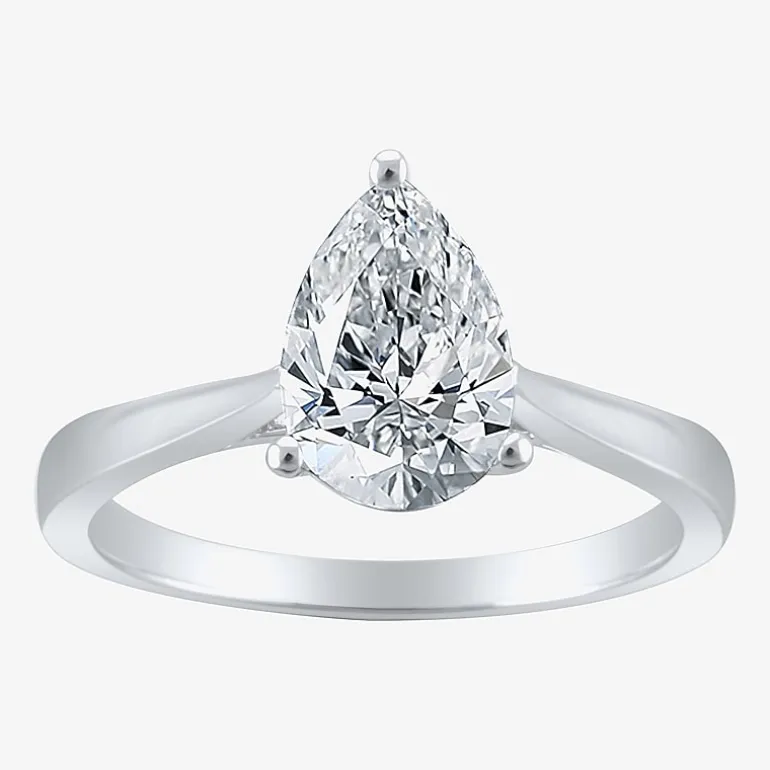 (H-I / SI2) Womens 1 1/2 CT. Lab-Grown White Diamond in 14K Gold Pear Solitaire Engagement Ring