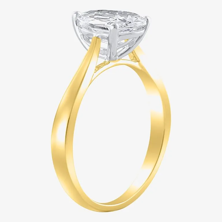 (H-I / SI2) Womens 1 1/2 CT. Lab-Grown White Diamond in 14K Gold Pear Solitaire Engagement Ring