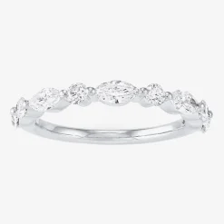 (H-I / Si2) Womens 1 CT. T.W. Lab Grown White Diamond 10K Gold Marquise Wedding Band