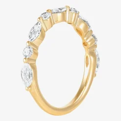 (H-I / Si2) Womens 1 CT. T.W. Lab Grown White Diamond 10K Gold Marquise Wedding Band