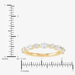(H-I / Si2) Womens 1 CT. T.W. Lab Grown White Diamond 10K Gold Marquise Wedding Band