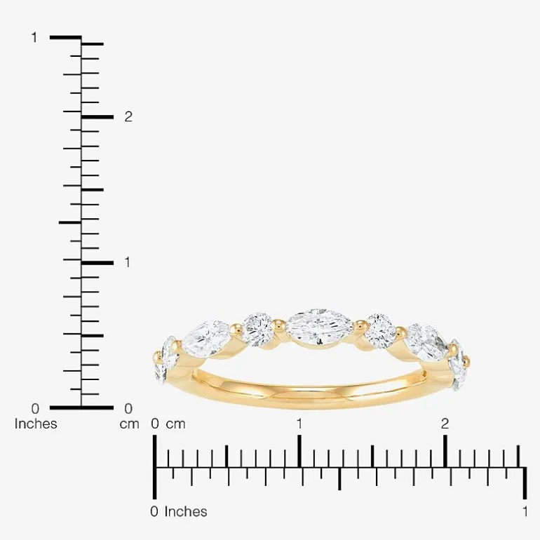 (H-I / Si2) Womens 1 CT. T.W. Lab Grown White Diamond 10K Gold Marquise Wedding Band