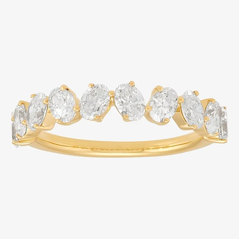 (H-I / Si2) Womens 1 1/2 CT. T.W. Lab Grown White Diamond 10K Gold Wedding Band