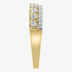 (H / I1) Womens 1/2 CT. T.W. Lab Grown White Diamond 10K Two Tone Gold Anniversary Wedding Band