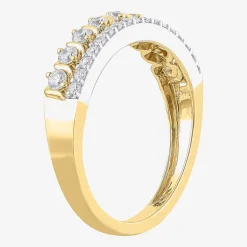(H / I1) Womens 1/2 CT. T.W. Lab Grown White Diamond 10K Two Tone Gold Anniversary Wedding Band