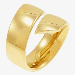 Hollow Womens 14K Gold Round Bypass  Cocktail Ring