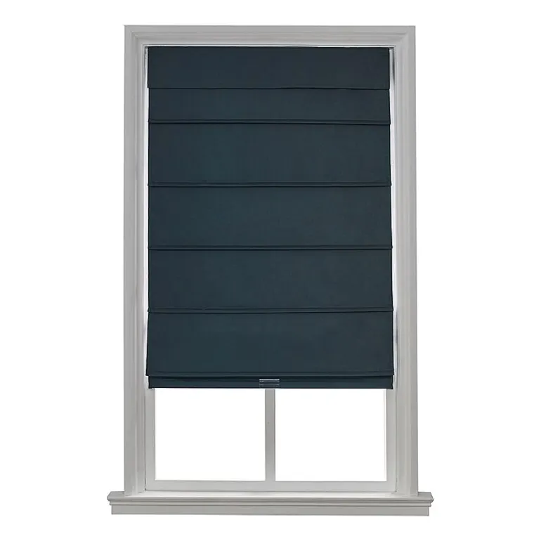 Home Basics Classic Cotton Twill Fabric With Blackout Liner Custom Cordless Blackout Roman Shade