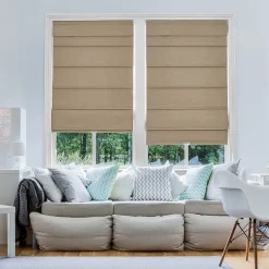 Home Basics Classic Cotton Twill Fabric With Blackout Liner Custom Cordless Blackout Roman Shade