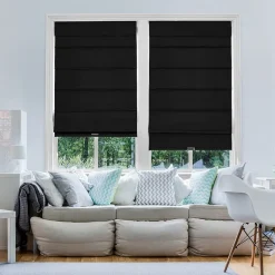 Home Basics Classic Cotton Twill Fabric With Blackout Liner Custom Cordless Blackout Roman Shade